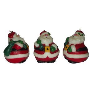 Christmas Santa Claus Wax Candles Lot of 3 Holiday 4"